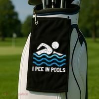 Funny Swimmer Swimming I Pee In Pools Golf Towel thumb 2
