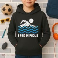 Funny Swimmer Swimming I Pee In Pools Kids Hoodie thumb 2