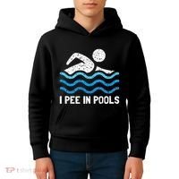 Funny Swimmer Swimming I Pee In Pools Kids Hoodie thumb 4