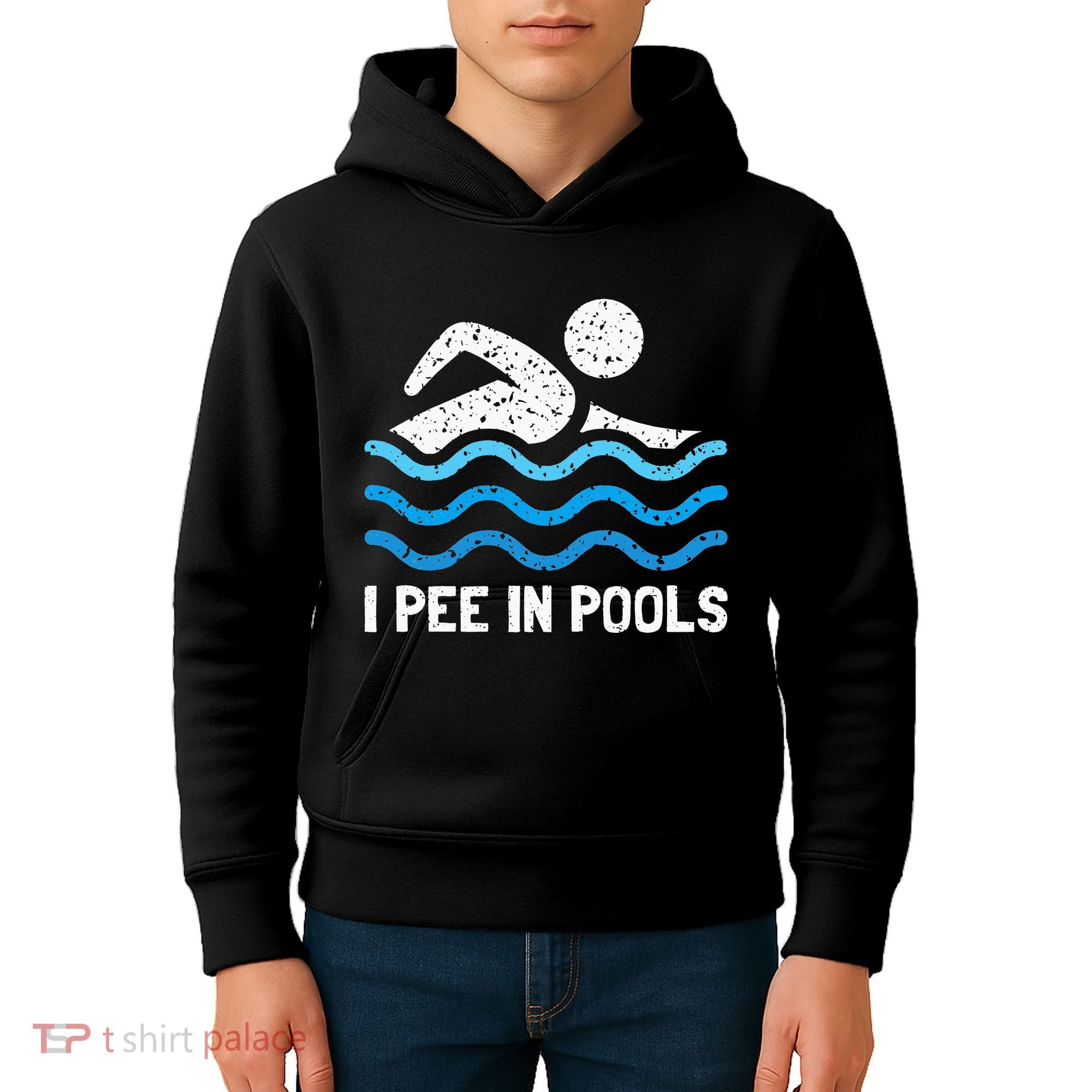 Funny Swimmer Swimming I Pee In Pools Kids Hoodie