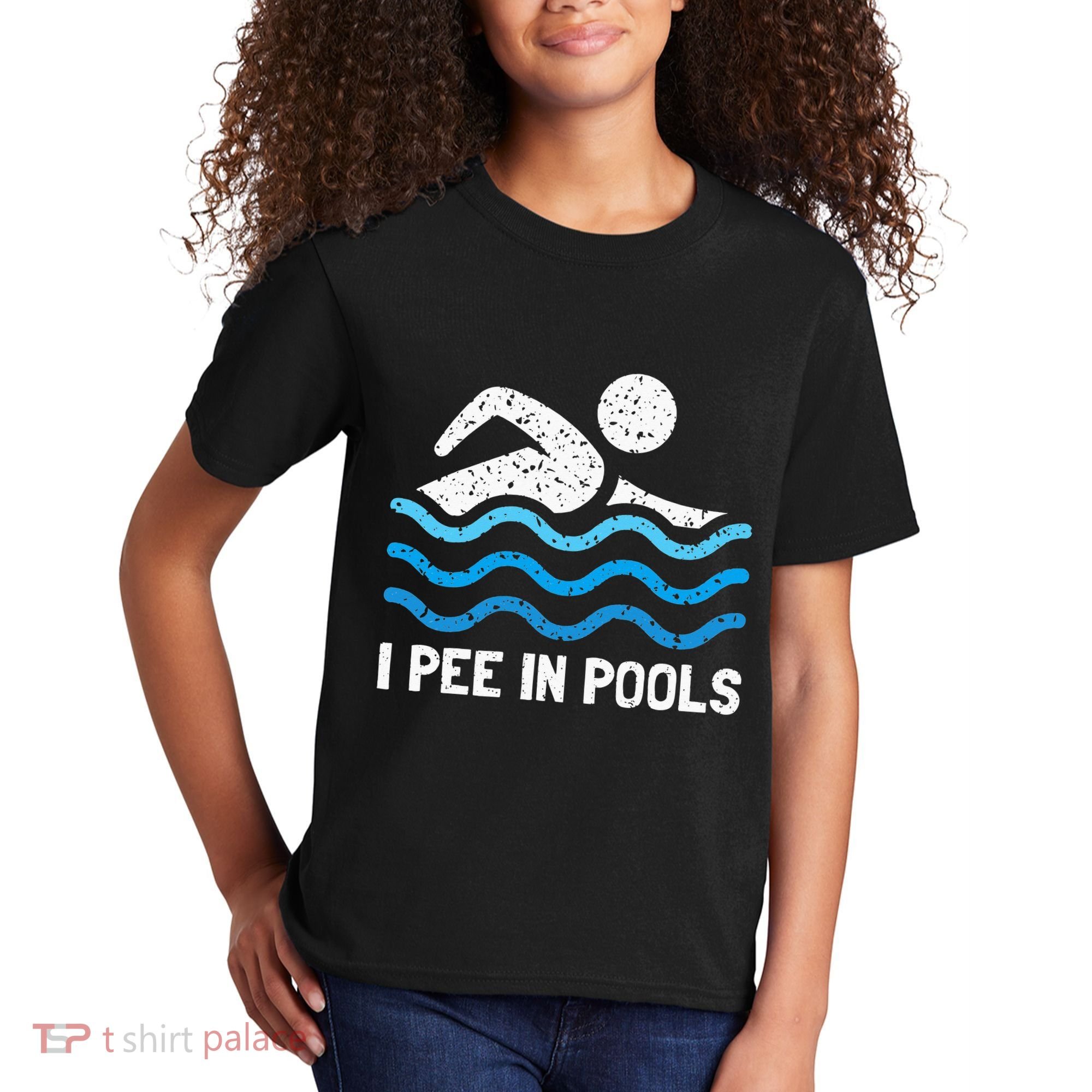 Funny Swimmer Swimming I Pee In Pools Kids T-Shirt