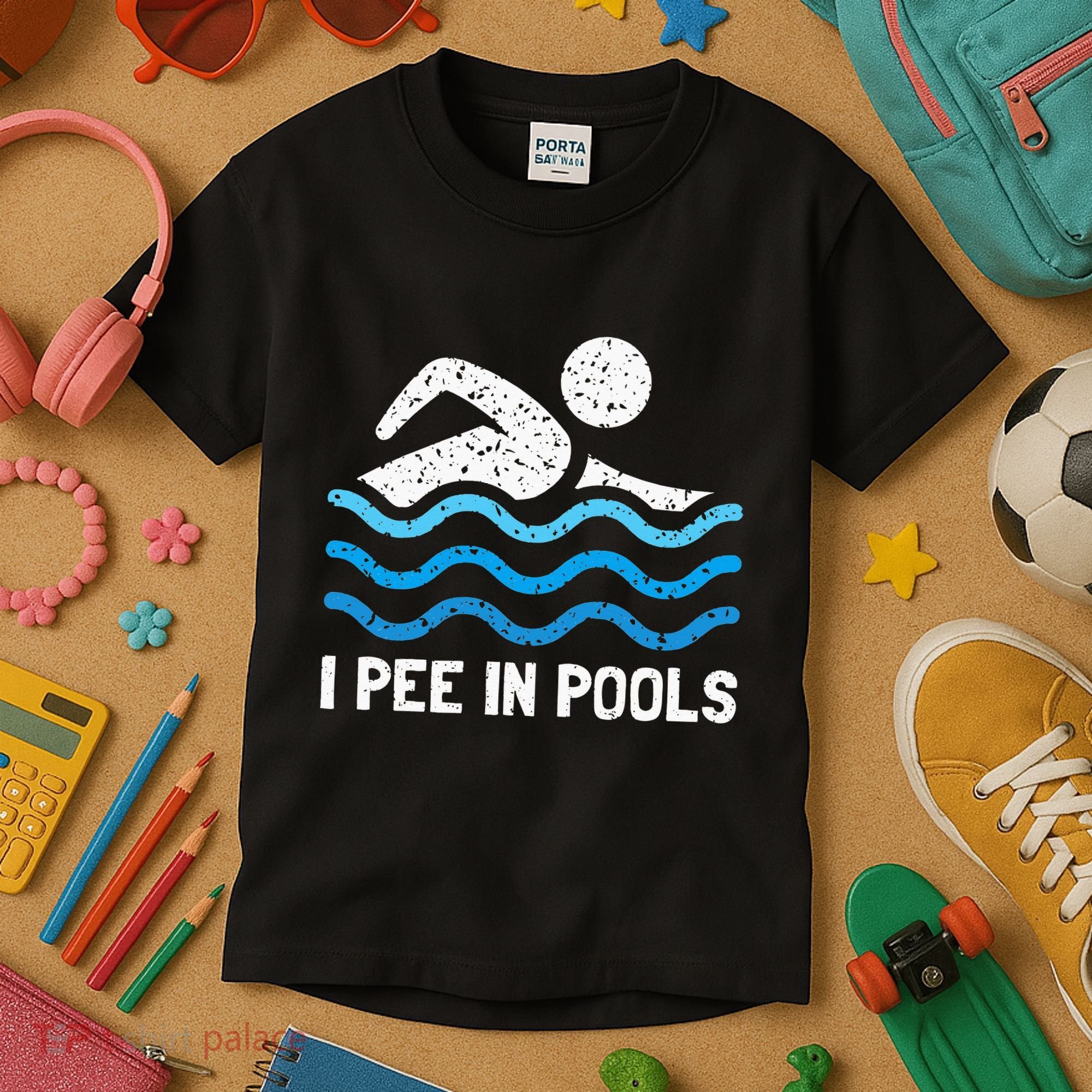 Funny Swimmer Swimming I Pee In Pools Kids T-Shirt