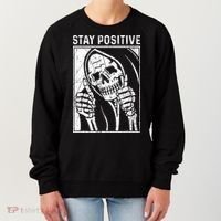 Funny Skull Stay Positive Skeleton Halloween Motivational Women's Sweatshirt thumb 0