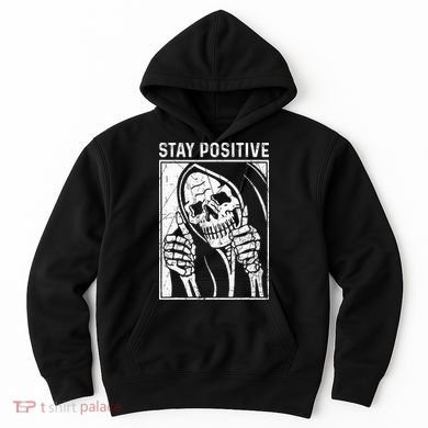 Funny Skull Stay Positive Skeleton Halloween Motivational Hoodie