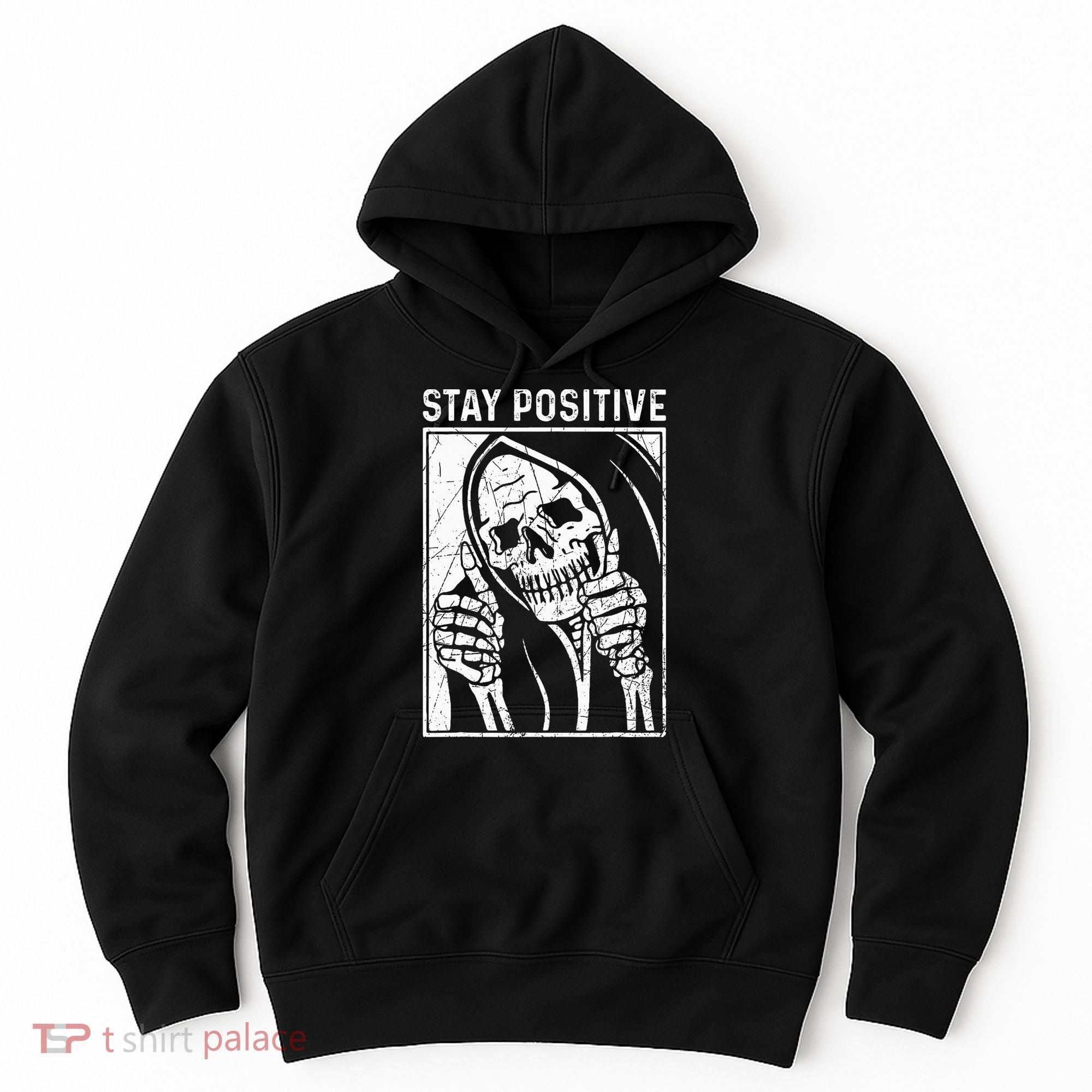 Funny Skull Stay Positive Skeleton Halloween Motivational Hoodie