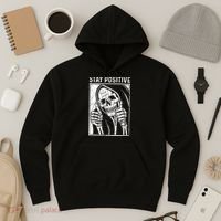 Funny Skull Stay Positive Skeleton Halloween Motivational Hoodie thumb 3