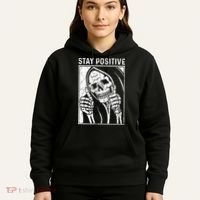 Funny Skull Stay Positive Skeleton Halloween Motivational Hoodie thumb 5