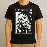 Funny Skull Stay Positive Skeleton Halloween Motivational T-Shirt thumb 3