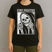 Funny Skull Stay Positive Skeleton Halloween Motivational T-Shirt thumb 4