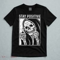 Funny Skull Stay Positive Skeleton Halloween Motivational T-Shirt thumb 5