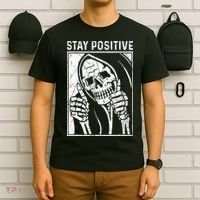 Funny Skull Stay Positive Skeleton Halloween Motivational T-Shirt thumb 6