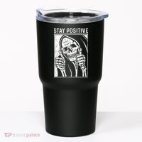 Funny Skull Stay Positive Skeleton Halloween Motivational Tumbler thumb 0