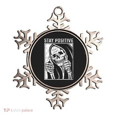Funny Skull Stay Positive Skeleton Halloween Motivational Ornament