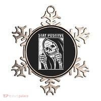Funny Skull Stay Positive Skeleton Halloween Motivational Ornament thumb 0