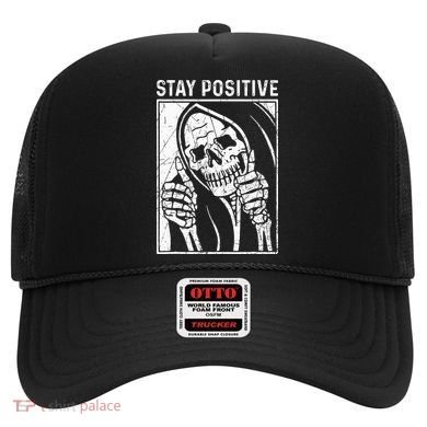 Funny Skull Stay Positive Skeleton Halloween Motivational Hat