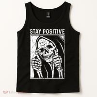 Funny Skull Stay Positive Skeleton Halloween Motivational Tank Top thumb 2