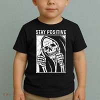 Funny Skull Stay Positive Skeleton Halloween Motivational Toddler T-Shirt thumb 2