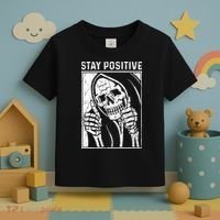 Funny Skull Stay Positive Skeleton Halloween Motivational Toddler T-Shirt thumb 3