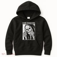 Funny Skull Stay Positive Skeleton Halloween Motivational Kids Hoodie thumb 0