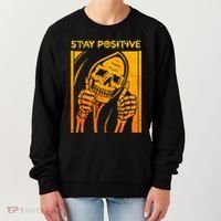 Funny Skull Stay Positive Skeleton Halloween Motivational Women's Sweatshirt thumb 0
