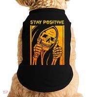 Funny Skull Stay Positive Skeleton Halloween Motivational Doggie Tank thumb 0