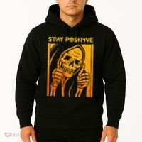 Funny Skull Stay Positive Skeleton Halloween Motivational Hoodie thumb 2