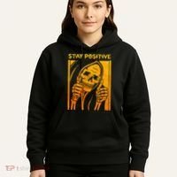 Funny Skull Stay Positive Skeleton Halloween Motivational Hoodie thumb 5