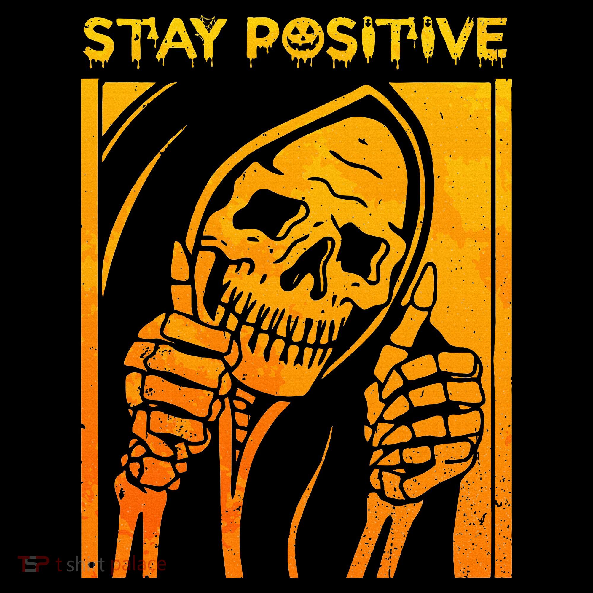 Funny Skull Stay Positive Skeleton Halloween Motivational Hoodie
