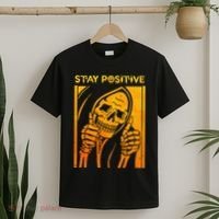 Funny Skull Stay Positive Skeleton Halloween Motivational T-Shirt thumb 2