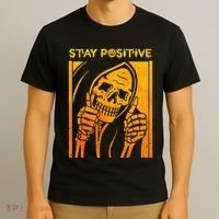 Funny Skull Stay Positive Skeleton Halloween Motivational T-Shirt thumb 3