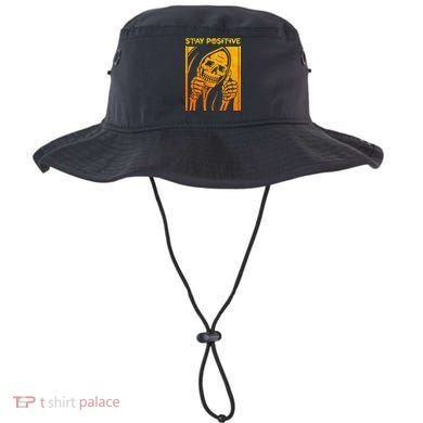 Funny Skull Stay Positive Skeleton Halloween Motivational Bucket Hat