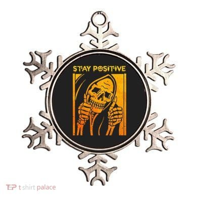 Funny Skull Stay Positive Skeleton Halloween Motivational Ornament
