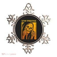 Funny Skull Stay Positive Skeleton Halloween Motivational Ornament thumb 0