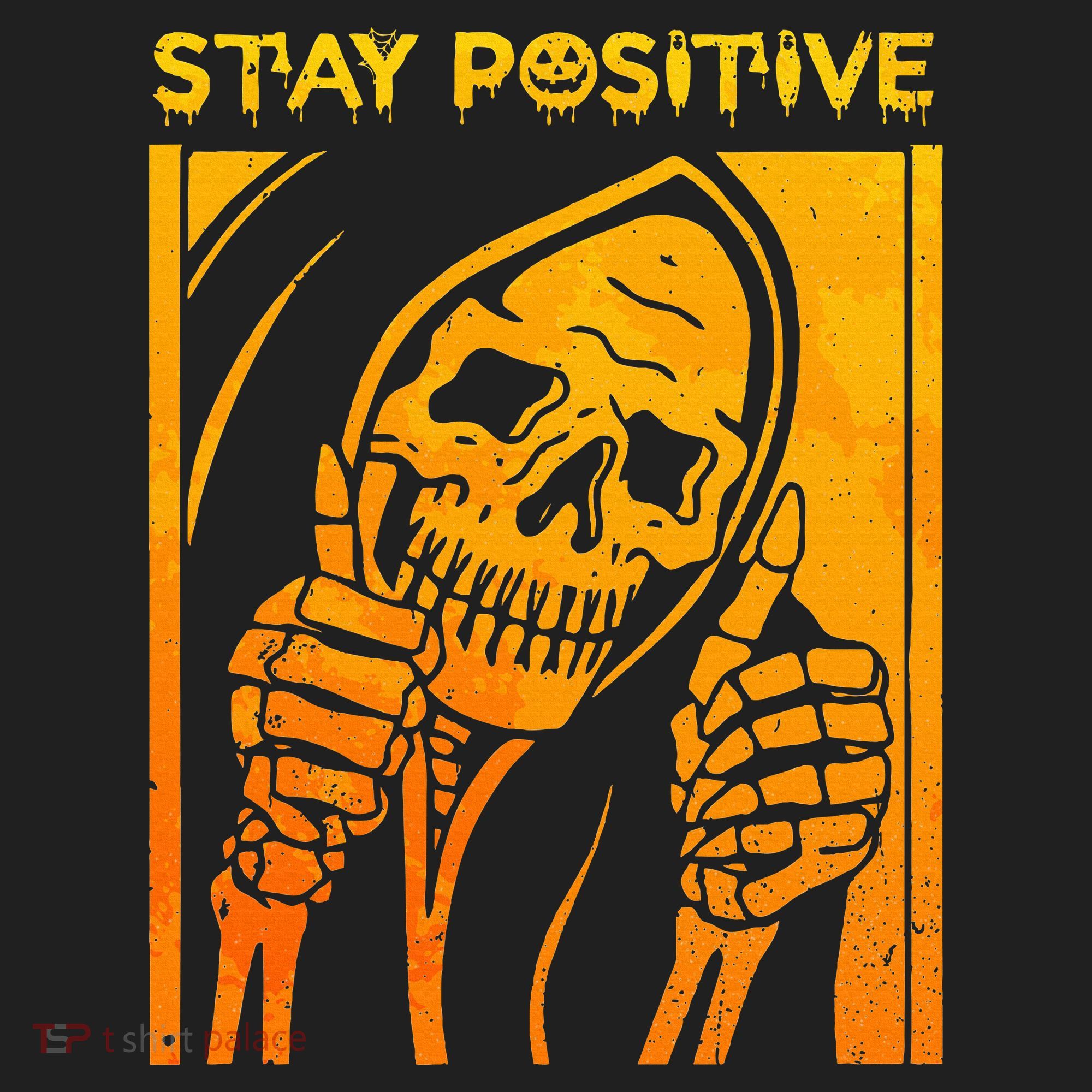 Funny Skull Stay Positive Skeleton Halloween Motivational Hat