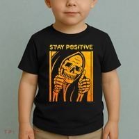 Funny Skull Stay Positive Skeleton Halloween Motivational Toddler T-Shirt thumb 2