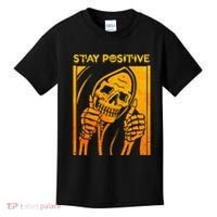 Funny Skull Stay Positive Skeleton Halloween Motivational Kids T-Shirt thumb 0