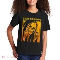 Funny Skull Stay Positive Skeleton Halloween Motivational Kids T-Shirt thumb 2