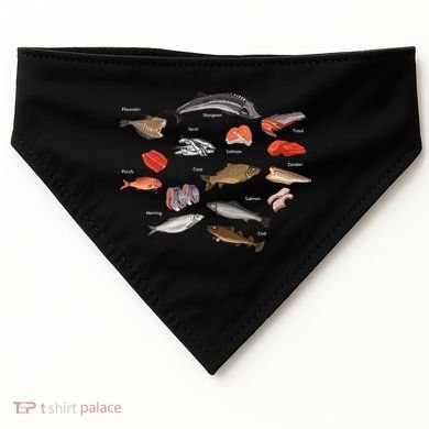 Flounder Sturgeon Sprat Trout Salmon Cod Aquatic Species USA-Made Doggie Bandana