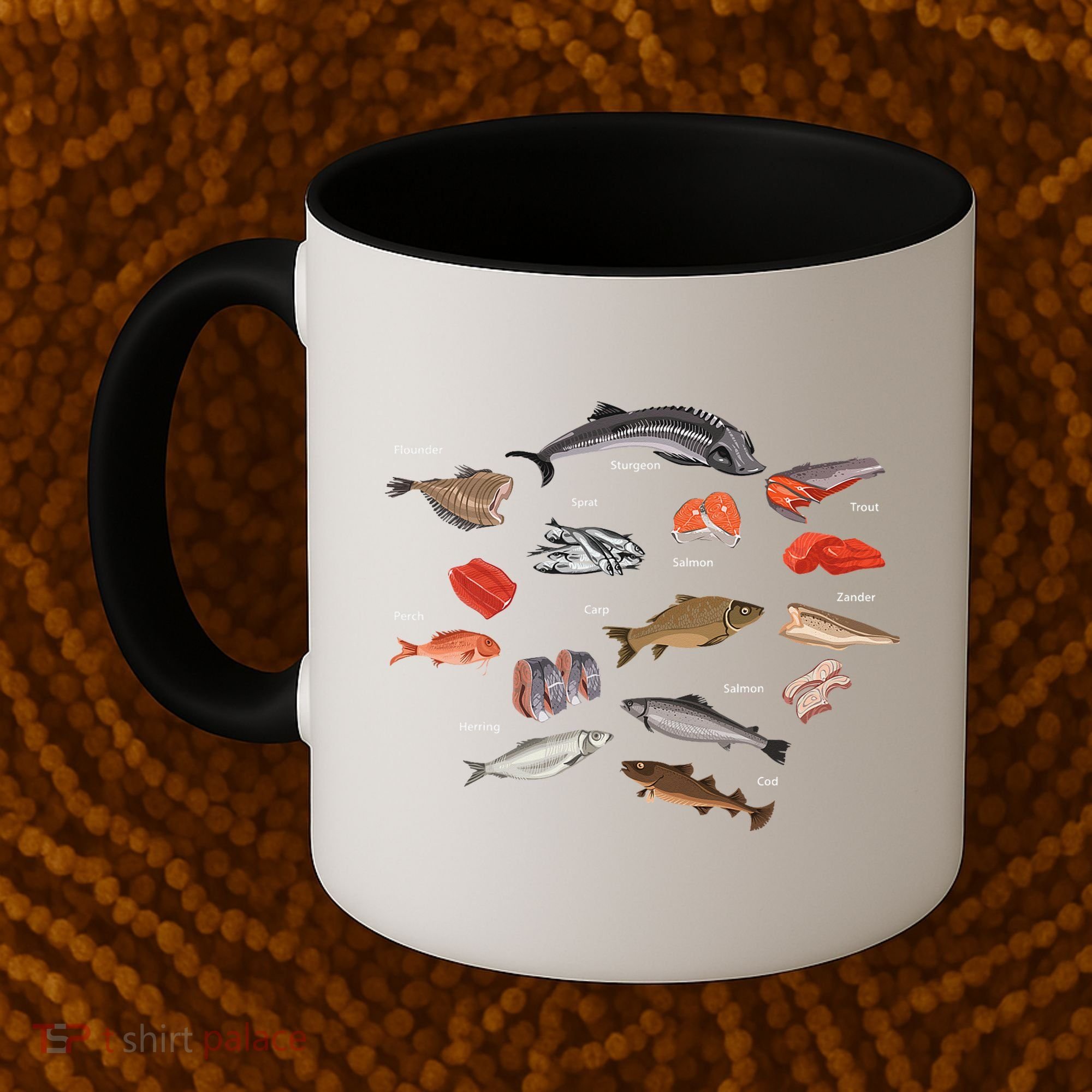 Flounder Sturgeon Sprat Trout Salmon Cod Aquatic Species Coffee Mug