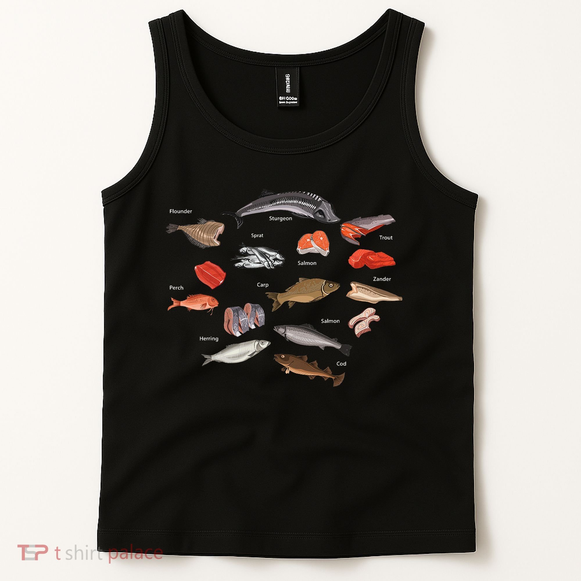 Flounder Sturgeon Sprat Trout Salmon Cod Aquatic Species Tank Top