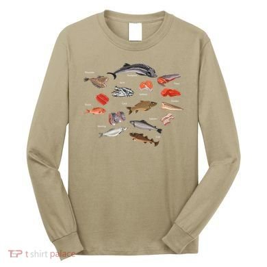 Flounder Sturgeon Sprat Trout Salmon Cod Aquatic Species Long Sleeve Shirt
