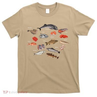 Flounder Sturgeon Sprat Trout Salmon Cod Aquatic Species T-Shirt