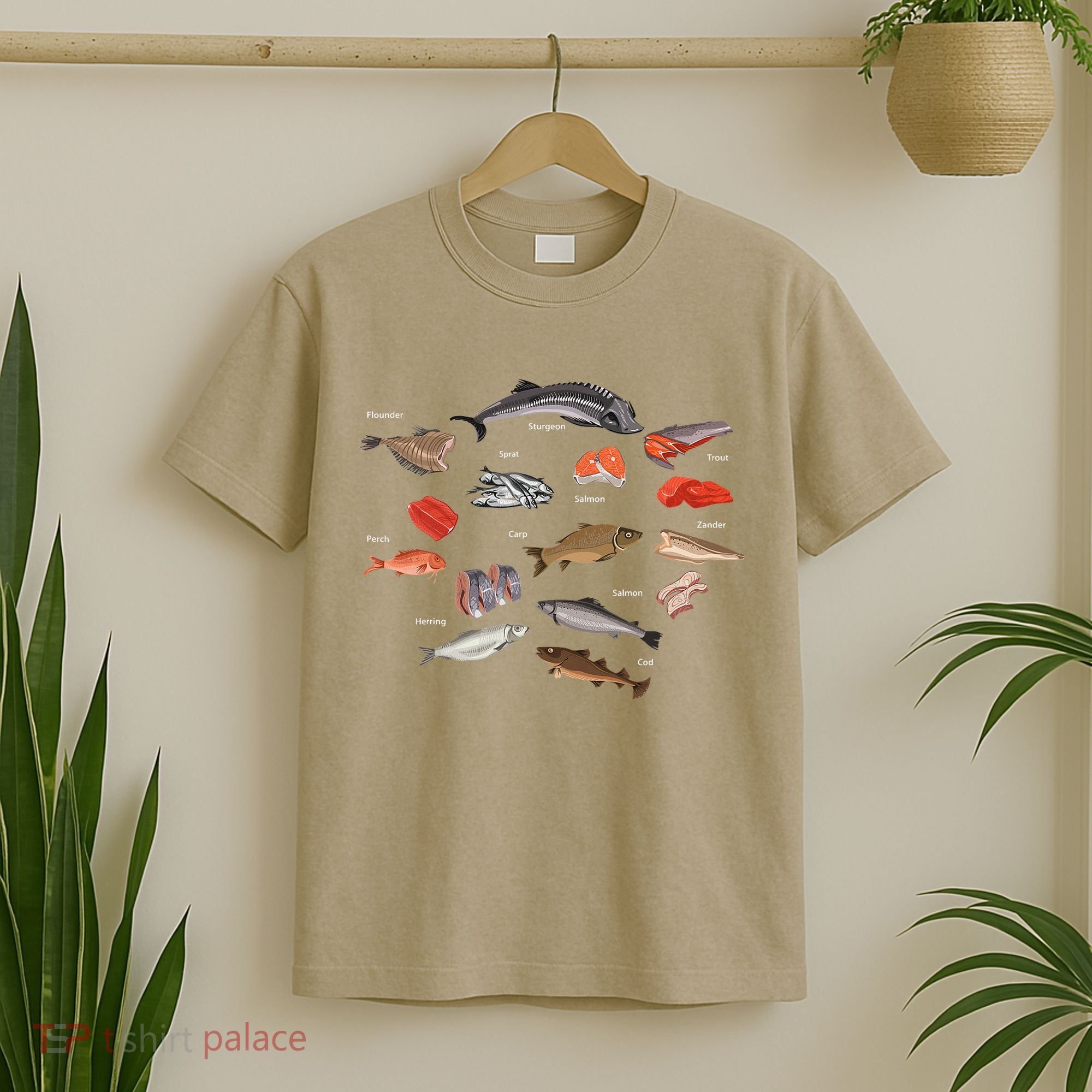 Flounder Sturgeon Sprat Trout Salmon Cod Aquatic Species T-Shirt