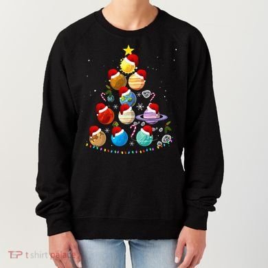 Funny Solar System Space Planets Tree Christmas Pajama Xmas Women's Sweatshirt