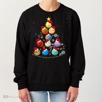 Funny Solar System Space Planets Tree Christmas Pajama Xmas Women's Sweatshirt thumb 0