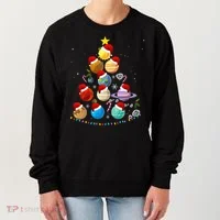 Funny Solar System Space Planets Tree Christmas Pajama Xmas Women's Sweatshirt thumb 0