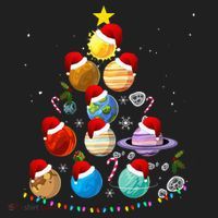 Funny Solar System Space Planets Tree Christmas Pajama Xmas Women's Sweatshirt thumb 2