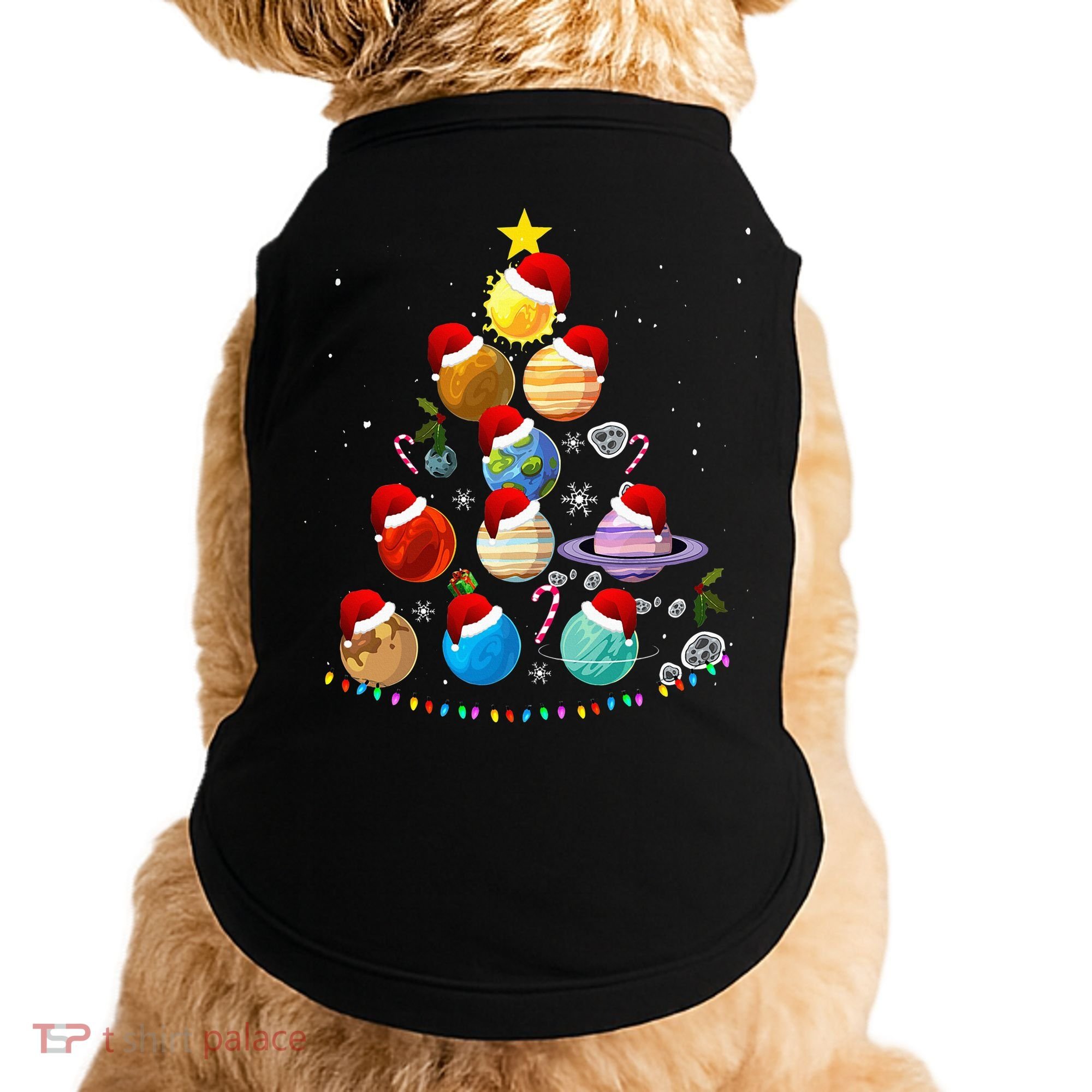 Funny Solar System Space Planets Tree Christmas Pajama Xmas Doggie Tank