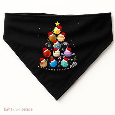 Funny Solar System Space Planets Tree Christmas Pajama Xmas USA-Made Doggie Bandana