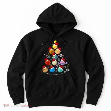 Funny Solar System Space Planets Tree Christmas Pajama Xmas Hoodie